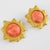 Chantal Thomass Paris Gilded Clip Earrings with Pink Salmon Ceramic Cabochons For Sale - Image 4 of 8