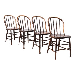 Antique Countryside Style Dining Chairs, 1890s, Set of 4 For Sale