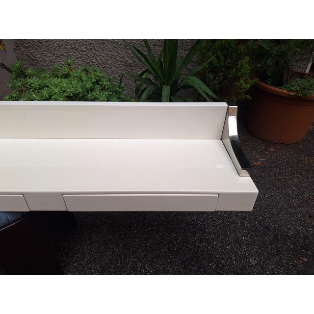 1960s Vintage Wall-Mounted Console Table with Three Drawers in Lacquered White For Sale - Image 5 of 13
