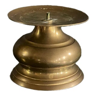 Vintage Solid Brass Candle Holder For Sale