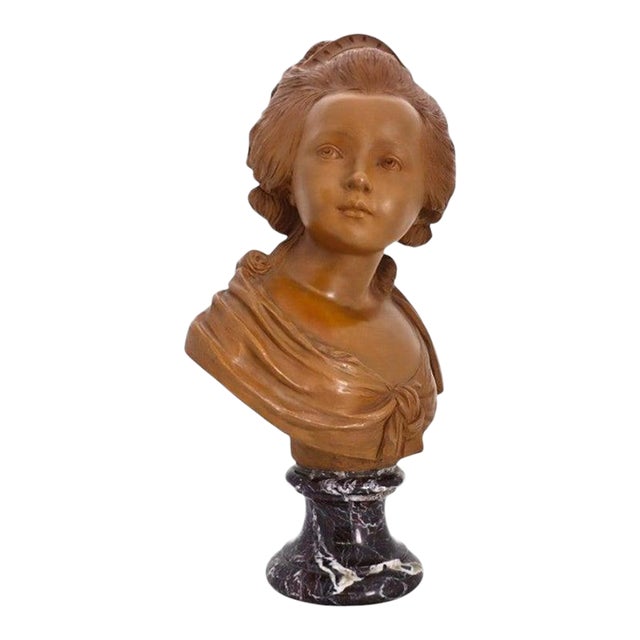 Rare French Classical Terra Cotta Bust of Young Marie Antoinette C1890 For Sale