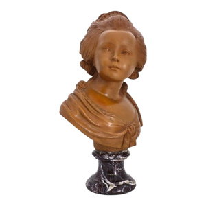 Rare French Classical Terra Cotta Bust of Young Marie Antoinette C1890