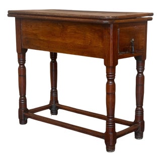 Summer Side Folding Oak Table with Square Top, 1940s For Sale