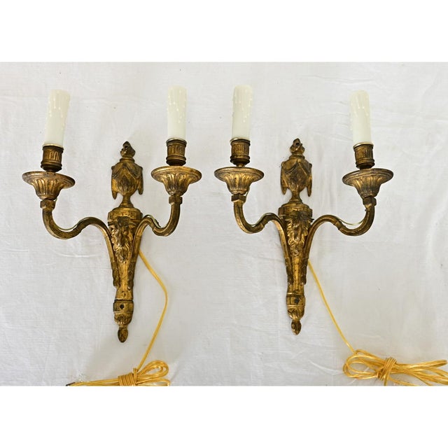 French French 19th Century Louis XVI Style Bronze Sconces - a Pair For Sale - Image 3 of 11