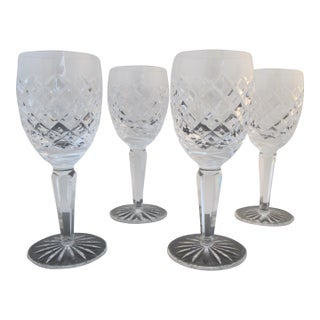 Early 20th Century Waterford Cut Crystal Comeragh 6 5/8" Claret Wine Glass - Set of 4 For Sale