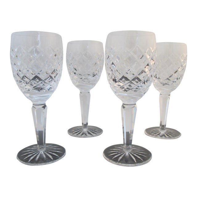 Early 20th Century Waterford Cut Crystal Comeragh 6 5/8" Claret Wine Glass - Set of 4 For Sale