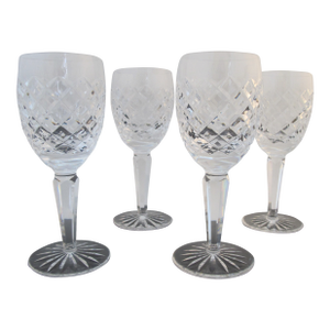 Early 20th Century Waterford Cut Crystal Comeragh 6 5/8" Claret Wine Glass - Set of 4