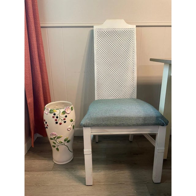 1980s Tall Ceramic Floral Floor Vase or Umbrella Stand For Sale - Image 11 of 13