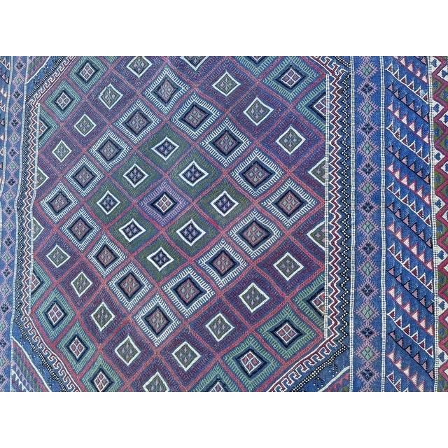 1980s Vintage Blue Rug, 1984 For Sale - Image 5 of 9