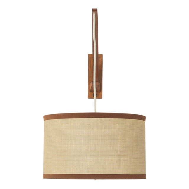 Vintage Wall Lamp in Glass and Teak, 1960s For Sale