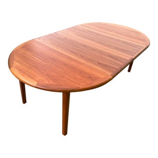 Refinished Mid Century 1960s Danish Teak Wood Extendable Dining Table with 2 Leaves - Made in Denmark For Sale