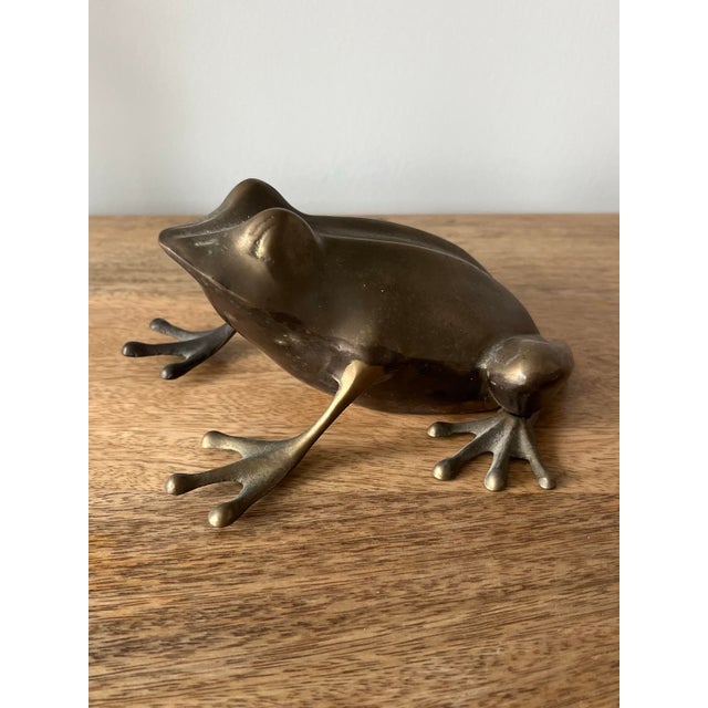 Brass Vintage Mid-Century Large Brass Frog Figurine For Sale - Image 8 of 9