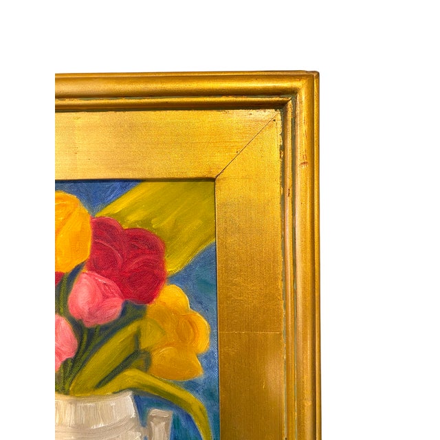 Roses Oil Painting Floral Still Life by San Francisco Bay Area Artist Carol Putman, Signed & Framed in Gold For Sale In San Francisco - Image 6 of 7