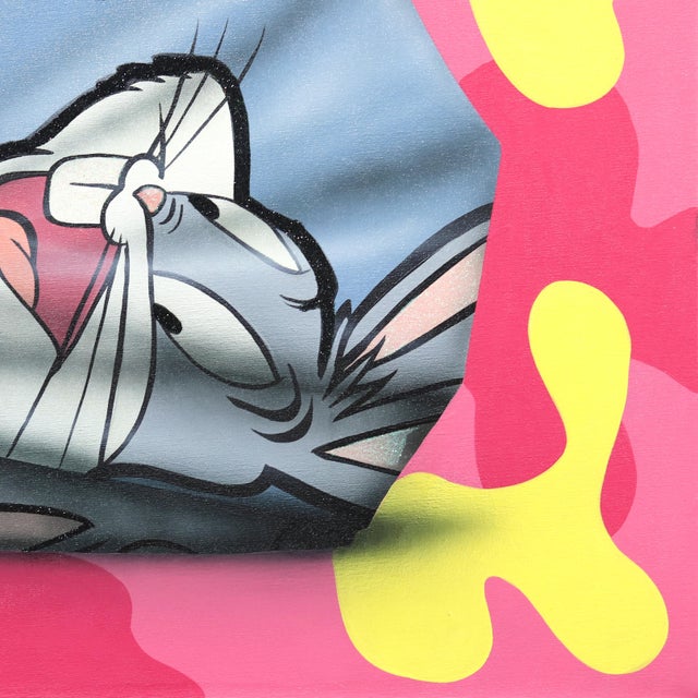 2020s Honor Y Conejos - Origami Inspired Looney Tunes Figurative Painting on Canvas Original Artwork by Emilio Rama For Sale - Image 5 of 9