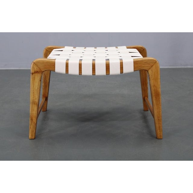 Mid-Century Oak Stool from Jan Vaněk, Czechoslovakia, 1950s For Sale - Image 3 of 9