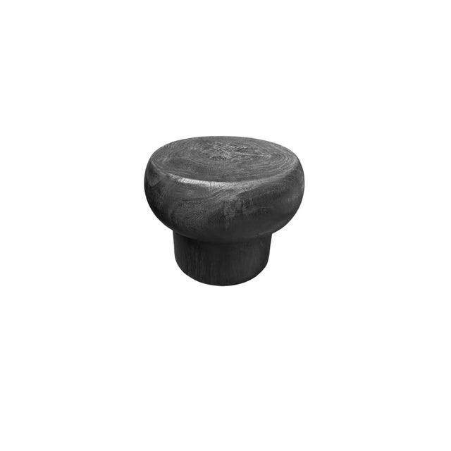 Not Yet Made - Made To Order Sculptural Hand-Carved Round Solid Mango Wood Side Table, Modern Organic, Burnt For Sale - Image 5 of 5