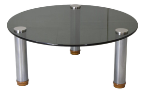 Round Coffee Table in Smoked Glass and Steel by Marco Zanuso for Zanotta Marcuso, 1970s