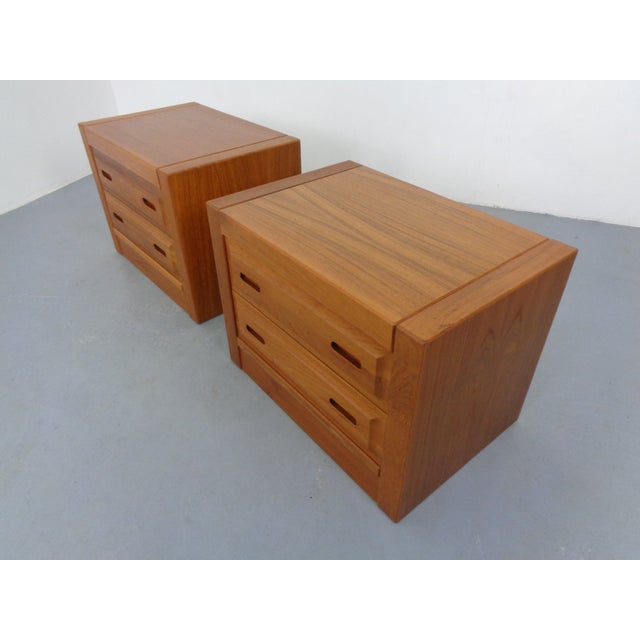 Teak Nightstands Wit Drawers, Denmark, 1960s, Set of 2, Set of 2 For Sale - Image 17 of 18