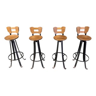 Vintage Wrought Iron Bar Stools, 1970s, Set of 4 For Sale