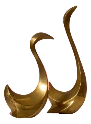 Vintage Brass Swans, 1970s, Set of 2