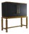 Swedish Art Deco Bar Cabinet in Beech and Black Faux Leather with Brass Handles, 1930s For Sale
