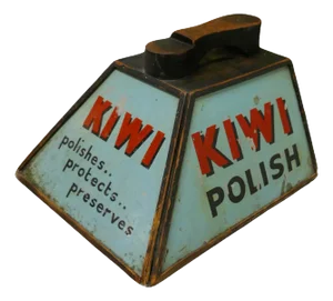 Kiwi Boot Polish Advertising Shoe Shine Box with Shoe Rest, 1920s