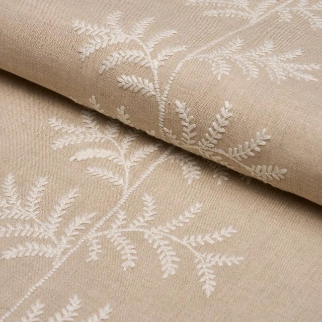 Schumacher Eloise Embroidery Fabric In Natural For Sale