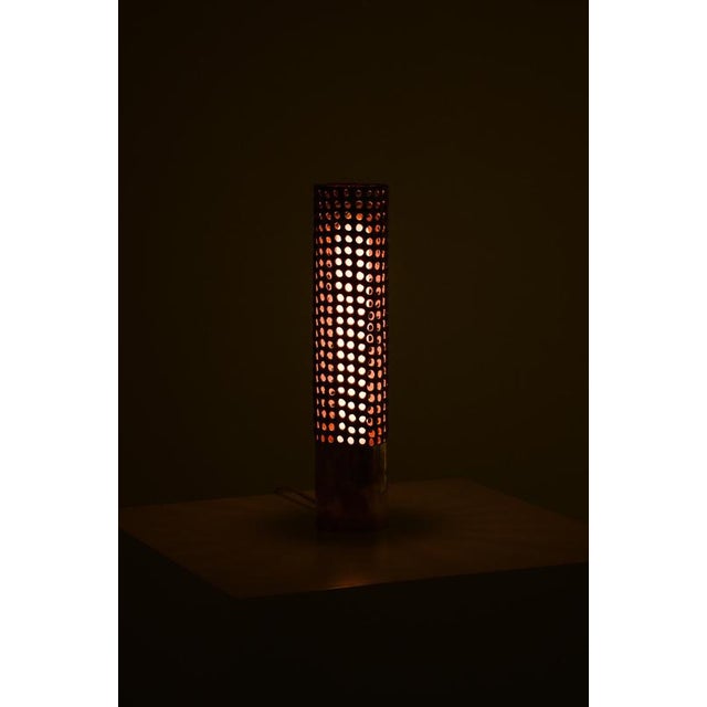 Cylindrical Brass Table Lamp from Pierre Forssell, 1950s For Sale - Image 6 of 8