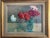 Vintage Signed Original Oil on Board Still Life Red, Pink & White Carnations in Blue Glass Vase For Sale - Image 10 of 15
