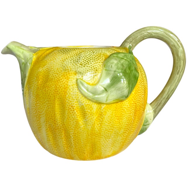 Ceramic 1960s Italian Lemon Majolica Pitcher & Mug Set – Set of 4 For Sale - Image 7 of 11