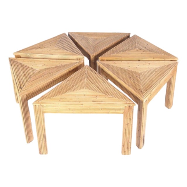 Vintage Rattan Modular Coffee Tables, Set of 6 For Sale