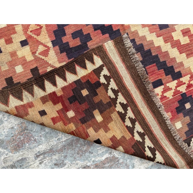 Orange Vintage Afghan Flat Weave Tribal Wool Kilim Rug, 10x16 For Sale - Image 8 of 8