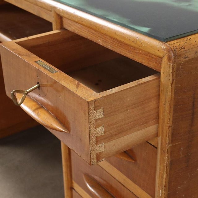 Desk with Green and Black Glass Top, 1950s For Sale - Image 3 of 10
