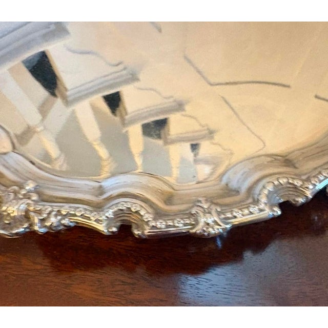 Antique Edwardian Silver-Plated Salver Tray, 1905 For Sale - Image 6 of 9
