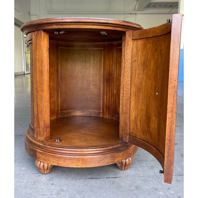 Vintage Lexington Tommy Bahama Cayman Drum Table With Rattan & Louvered Door For Sale In Naples, FL - Image 6 of 10