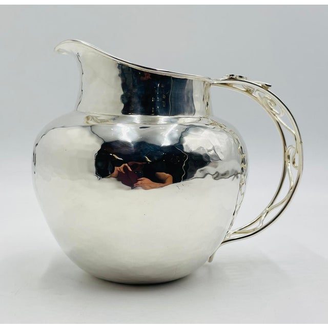 1980s Whimsical Emilia Castillo Water Pitcher in Hammered Silver Finish, Mexico Silver For Sale In Los Angeles - Image 6 of 18