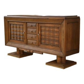 Brutalist Oak Sideboard in the Style of Charles Dudouyt, 1950s For Sale