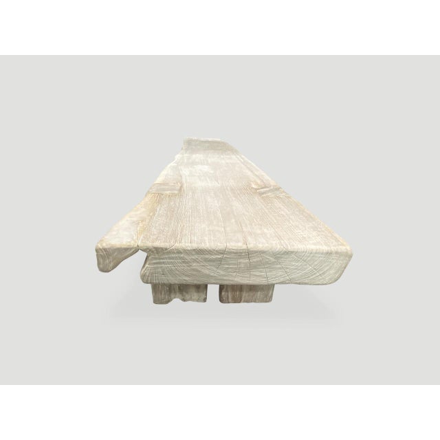 Andrianna Shamaris Bleached Teak Wood Long Bench For Sale - Image 13 of 18
