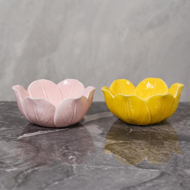 Rustic European Rustic European Petal-Shaped Ceramic Small Bowl - Pair For Sale - Image 3 of 5
