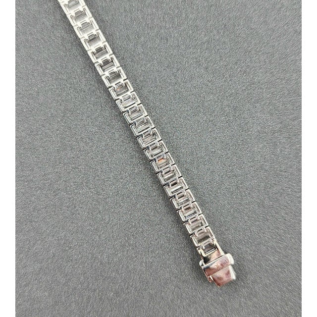 11.00 Ct Channel Set Baguette Tennis Bracelet For Sale In Chicago - Image 6 of 8