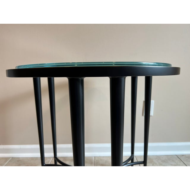Baker Furniture Company Baker Classico End Table, Blackened Bronze, Thick Glass Top, Baa3451 For Sale - Image 4 of 16