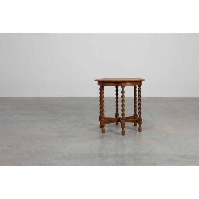 Oak Carved Side Table with Barley-Twist Legs, France, 1890s For Sale - Image 6 of 12