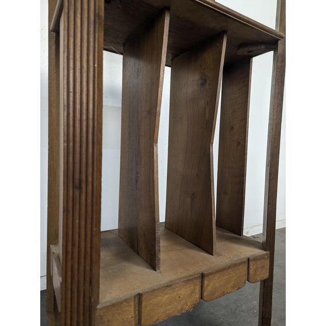 Metal Walnut Music Cabinet with Compartments and Drawer, 1900s, Brass For Sale - Image 7 of 10