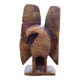 Vintage Folk Art Carved Wooden Eagle For Sale