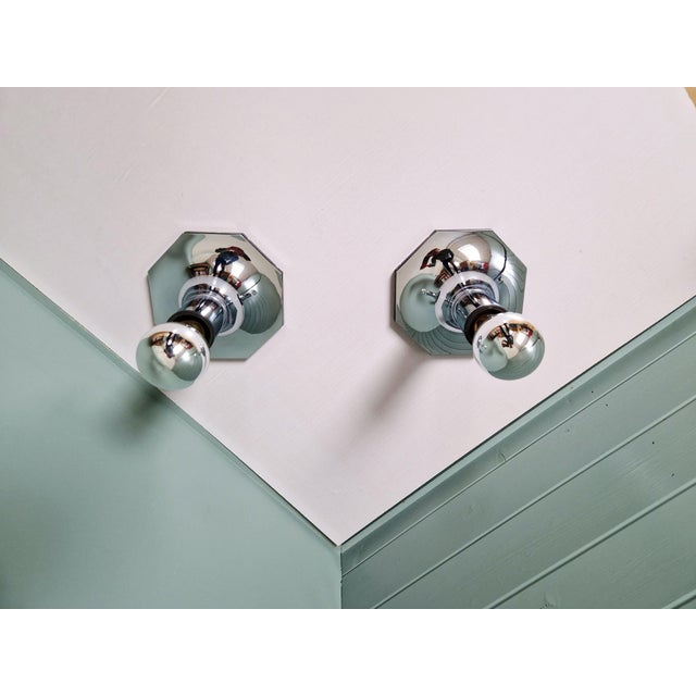 Chrome-Plated Metal Wall Sconces by Motoko Ishii for Staff Leuchten, 1970, Set of 2 For Sale - Image 14 of 15