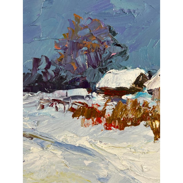 Oil Painting Winter Snow-Covered Village Serdyuk Boris Petrovich For Sale - Image 4 of 11