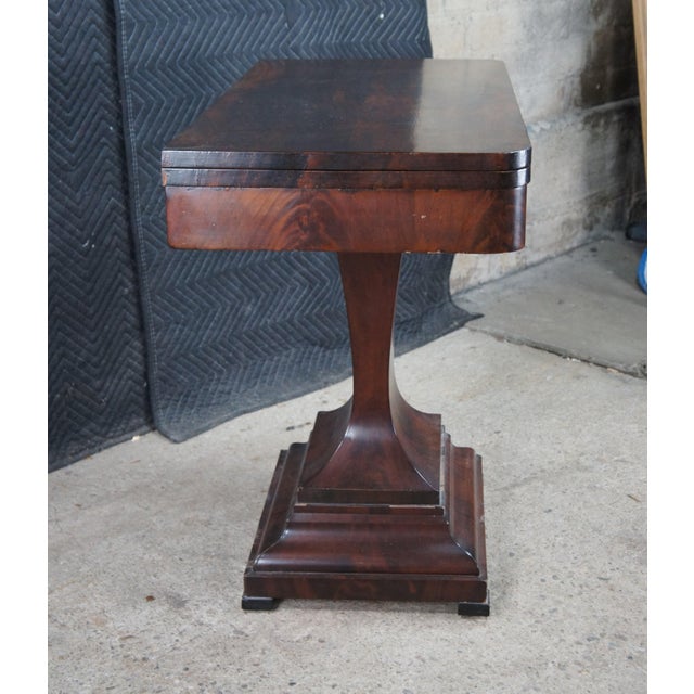 Brown Antique 19th Century American Empire Crotch Mahogany Game Card Console Table For Sale - Image 8 of 15