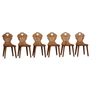 Scandinavian Modern Dining Chairs in Pine, Sweden, 1960s, Set of 6 For Sale