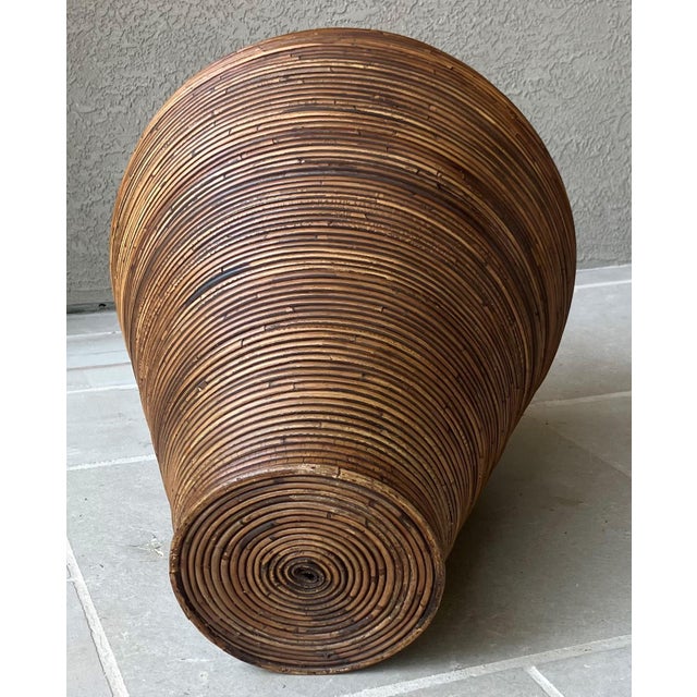 Late 20th-Century Gabriella Crespi-Style Pencil Reed Rattan Pithos-Shape Floor Vase For Sale - Image 11 of 18