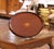 English Mid-Century English Burl Walnut Oval Serving Tray With Brass Handles For Sale - Image 3 of 9